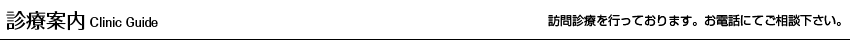 診療案内　訪問診療を行っております。お電話にてご相談下さい。