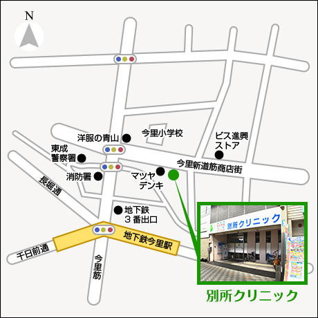 大阪府大阪市東成区大今里3丁目2-10　別所クリニック地図